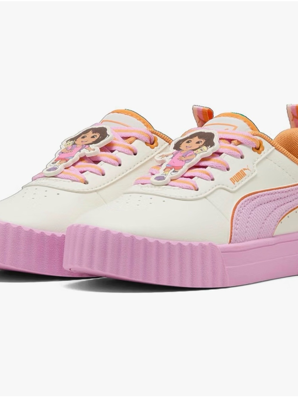 Puma Kids Cream, Pink & Orange Platform Sneakers
